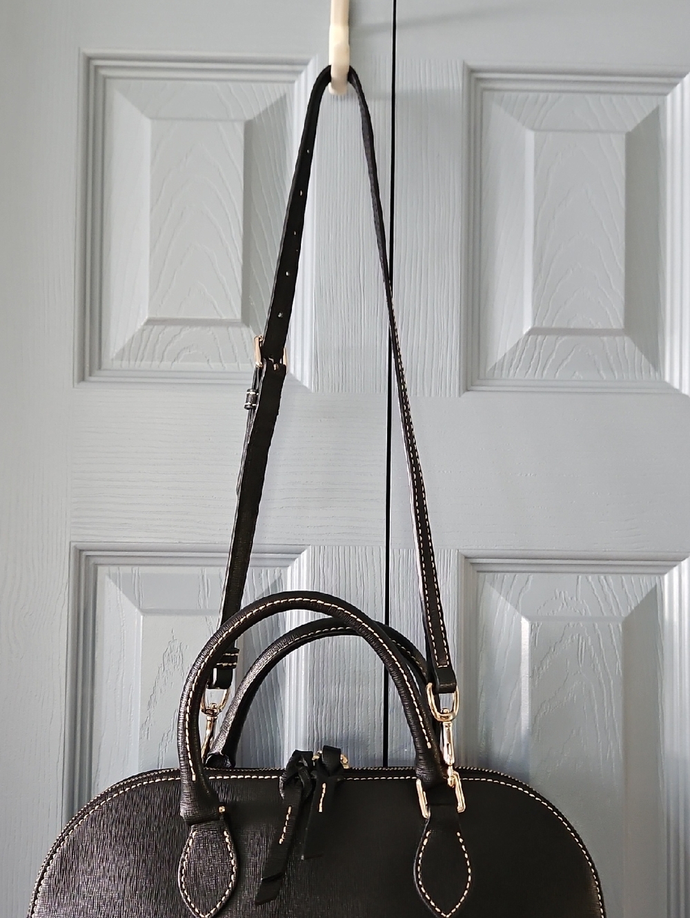 Dooney & Bourke Black Saffiano Leather Domed Zip Satchel - Picture 14 of 16
